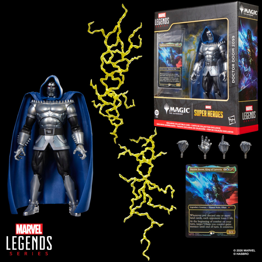 Marvel Legends Series Marvel Super Heroes Magic: The Gathering Doctor Doom 2099, 6" Action Figure Plus Exclusive Foil Trading Card