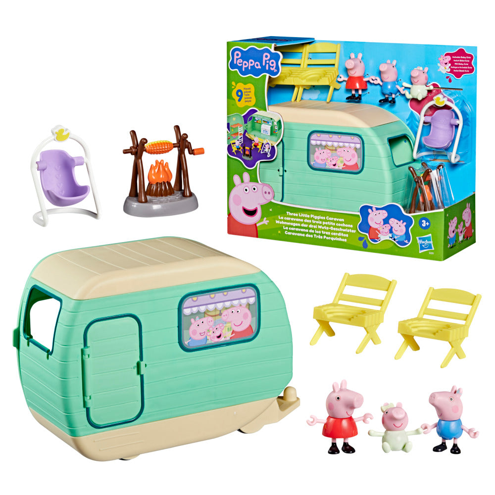 Peppa Pig Three Little Piggies Caravan Playset With 3 Figures