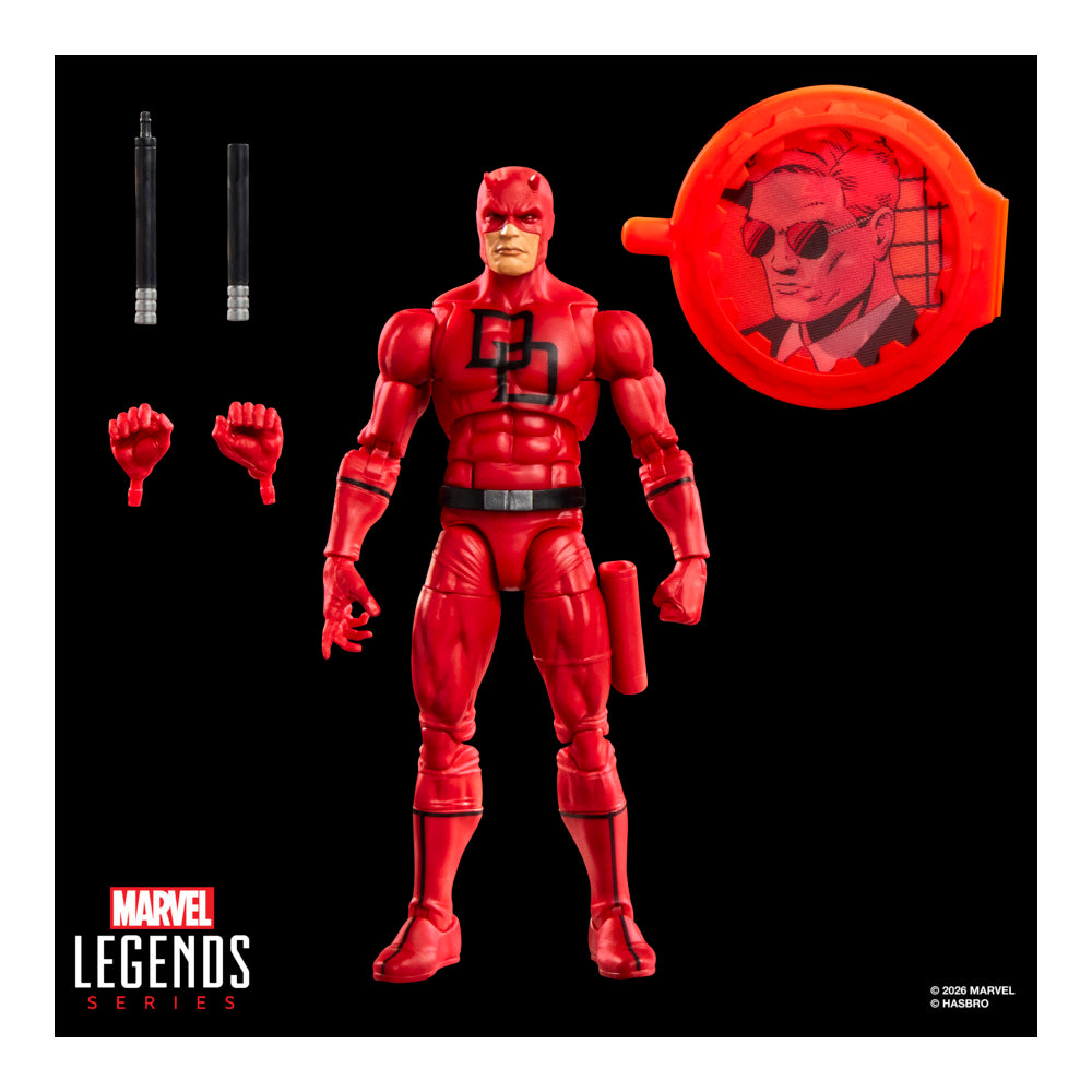 Marvel Legends Series Secret Wars Daredevil, Retro Marvel Comics Collectible 15-Cm Action Figure With Lenticular Shield
