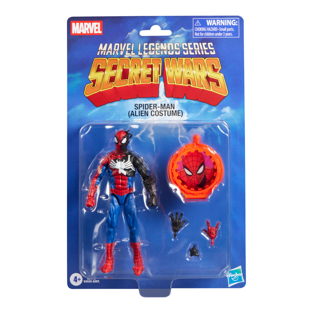Marvel Legends Series Secret Wars Spider-Man (Alien Costume) Retro Marvel Comics Collectible 15-Cm Action Figure With Lenticular Shield