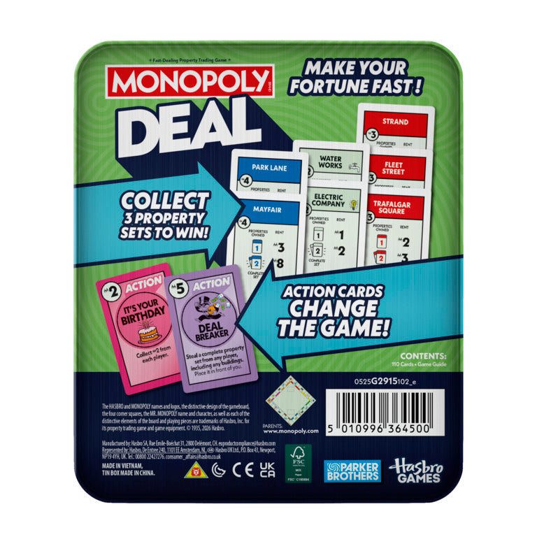 Monopoly Deal Card Game In Collectible Storage Tin