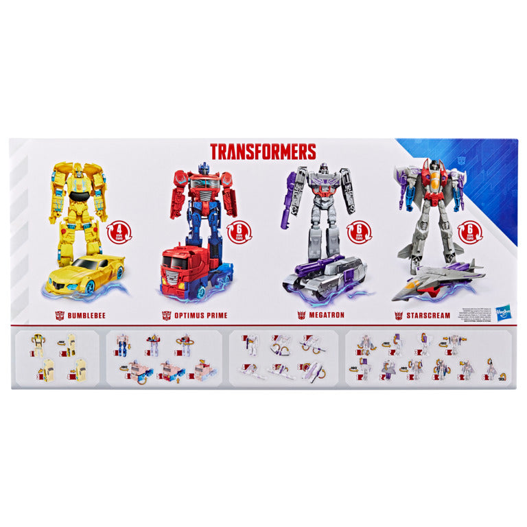 Transformers Mega Changer 4-Pack Of 11-Inch Action Figures: Optimus Prime, Bumblebee, Megatron, And Starscream