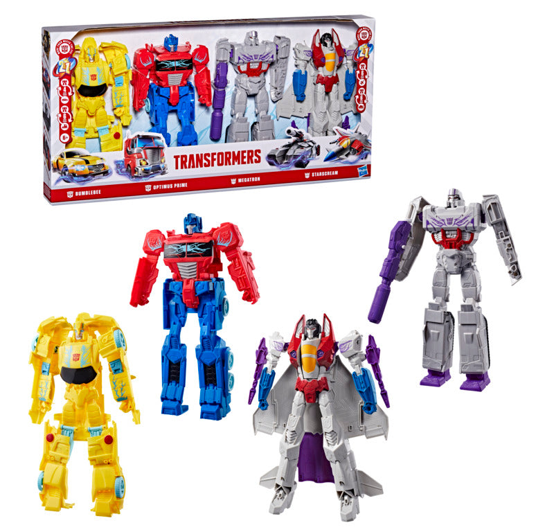 Transformers Mega Changer 4-Pack Of 11-Inch Action Figures: Optimus Prime, Bumblebee, Megatron, And Starscream