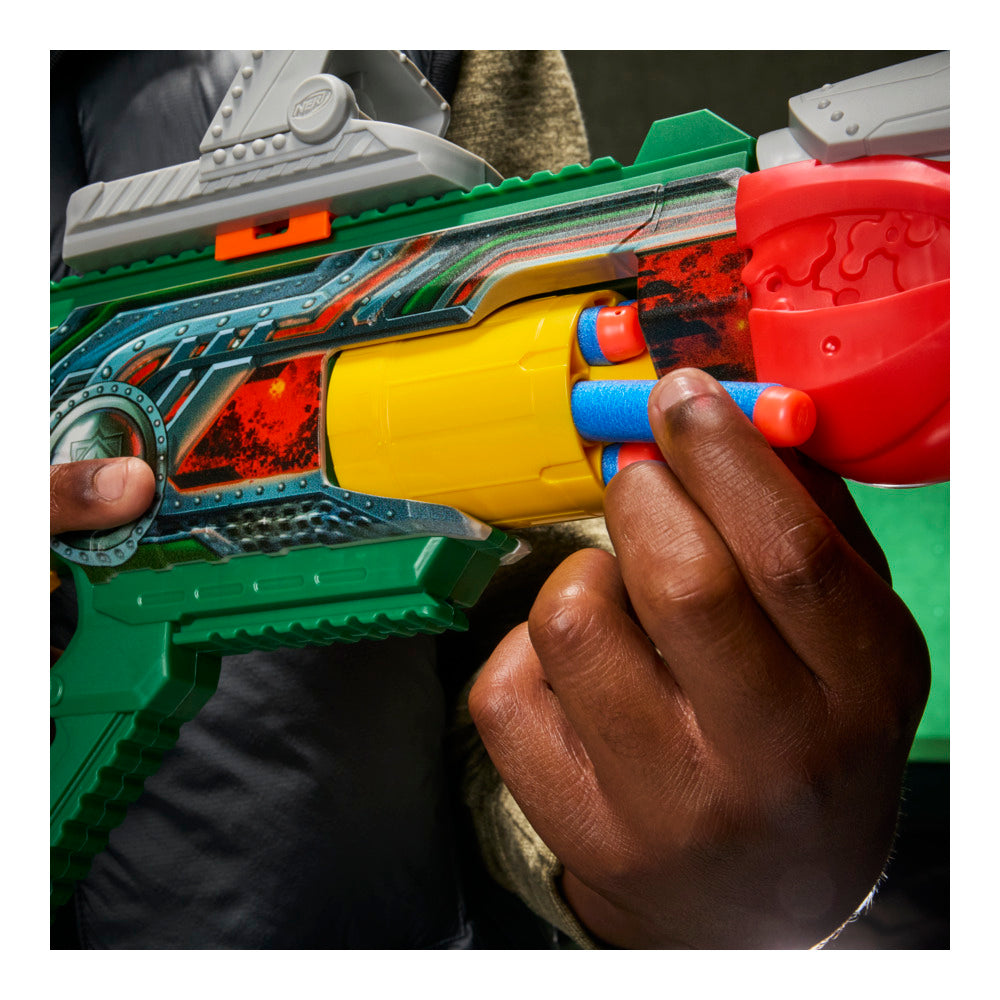 Nerf Marvel Doctor Doom Blaster With Scope, Barrel, Dart Storage Stock & 12 Nerf Elite Darts