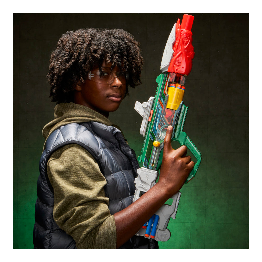 Nerf Marvel Doctor Doom Blaster With Scope, Barrel, Dart Storage Stock & 12 Nerf Elite Darts