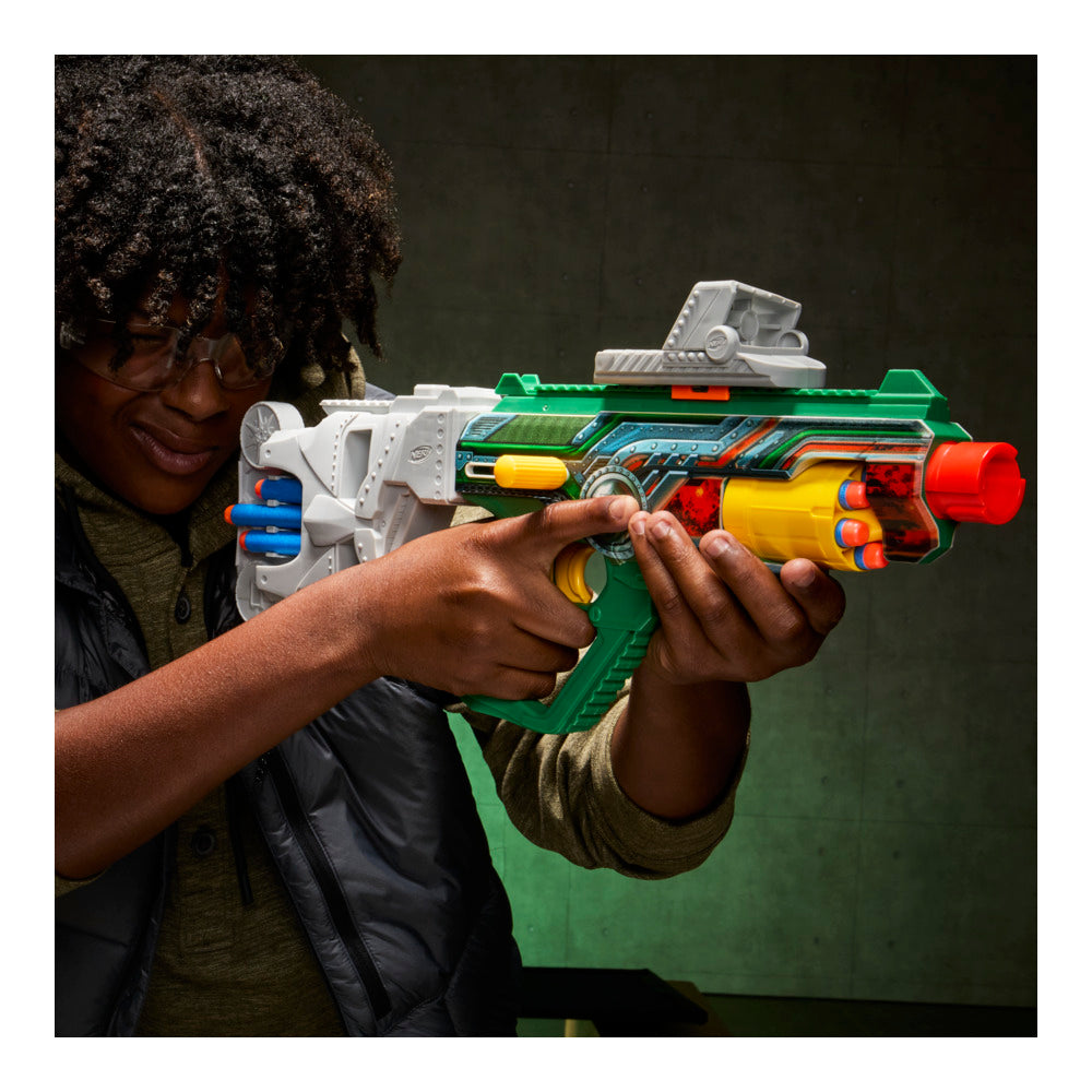 Nerf Marvel Doctor Doom Blaster With Scope, Barrel, Dart Storage Stock & 12 Nerf Elite Darts