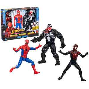 Marvel Titan Series Spider-Man, Venom, Miles Morales Action Figure 3-Pack