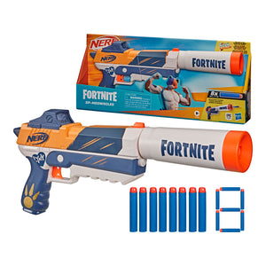 Nerf Fortnite Sp-Meowscles Dart Blaster, 3-Dart Removable Clip, 6 Nerf Elite Foam Darts, Removable Barrel