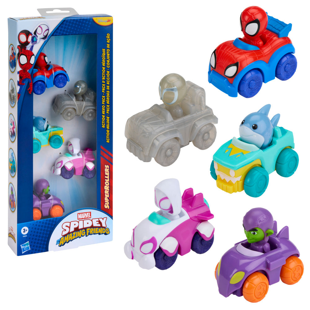 Marvel Spidey And His Amazing Friends Superrollers Action Hero Pack 2.2 Inch Toy Cars