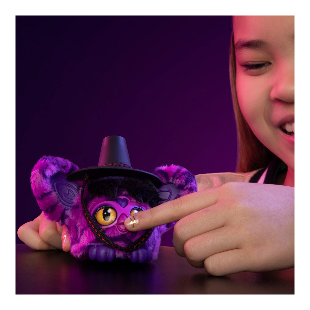 Furby Furblets Kpop Demon Hunters Saja Boy Demon, Collectible 3" Mini Plush Electronic Toy