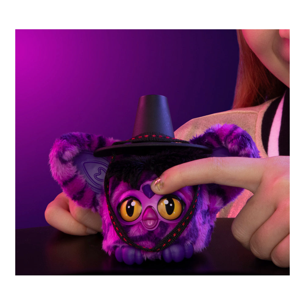 Furby Furblets Kpop Demon Hunters Saja Boy Demon, Collectible 3" Mini Plush Electronic Toy