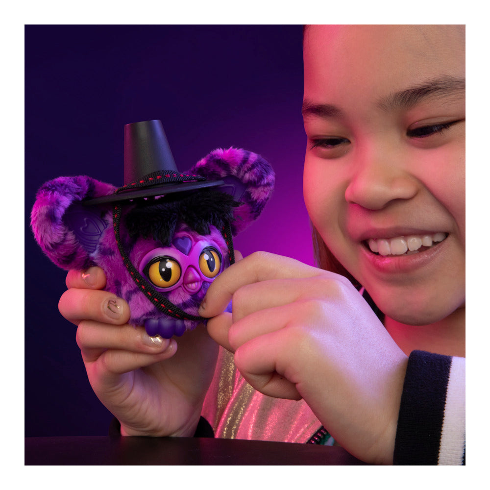 Furby Furblets Kpop Demon Hunters Saja Boy Demon, Collectible 3" Mini Plush Electronic Toy