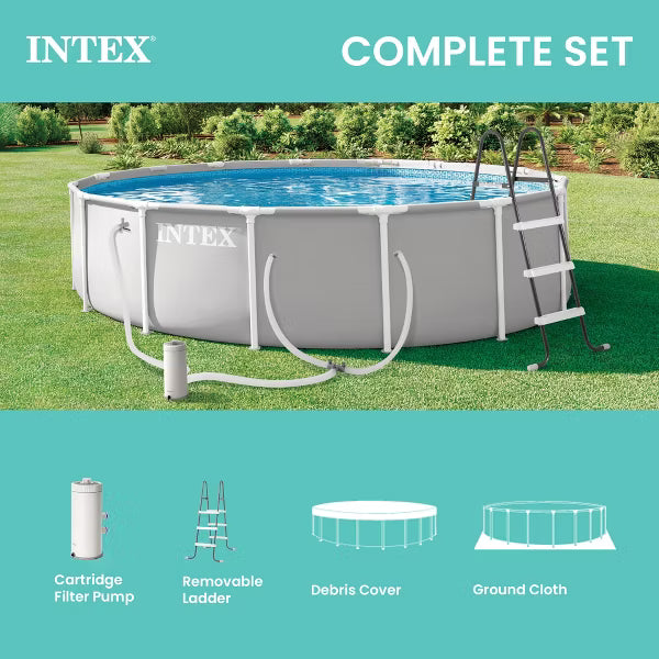 Intex 15Ft X 42In Prism Frame Pool With A Filter Pump, Ladder, Pool Cover And Ground Cloth