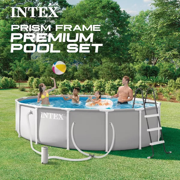 Intex 15Ft X 42In Prism Frame Pool With A Filter Pump, Ladder, Pool Cover And Ground Cloth