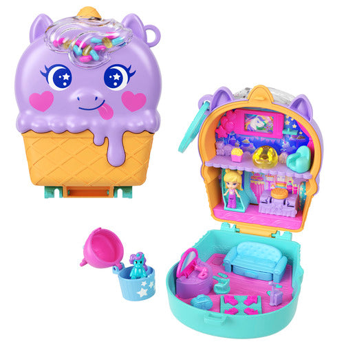 Polly Pocket Dream Treat Unicorn Compact Playset With 1 Micro Doll And Pet