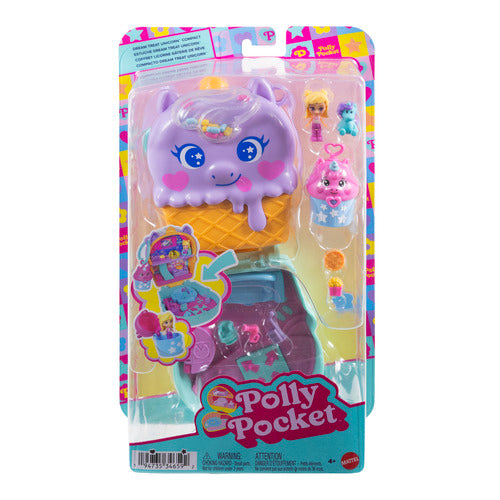 Polly Pocket Dream Treat Unicorn Compact Playset With 1 Micro Doll And Pet
