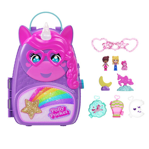 Polly Pocket Unicorn Travel Backpack Playset With 2 Micro Dolls & Fantasy Accessories