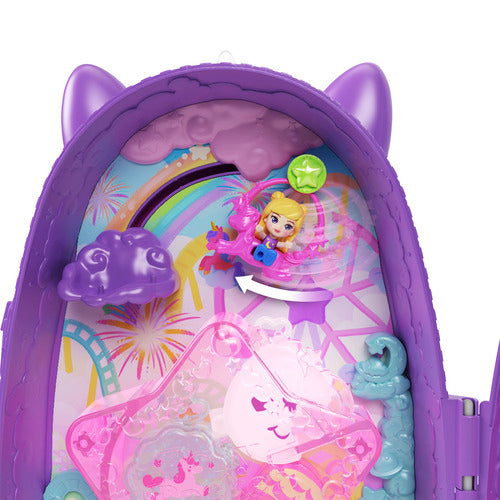 Polly Pocket Unicorn Travel Backpack Playset With 2 Micro Dolls & Fantasy Accessories