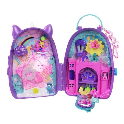 Polly Pocket Unicorn Travel Backpack Playset With 2 Micro Dolls & Fantasy Accessories
