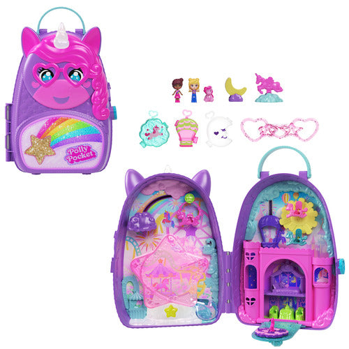 Polly Pocket Unicorn Travel Backpack Playset With 2 Micro Dolls & Fantasy Accessories