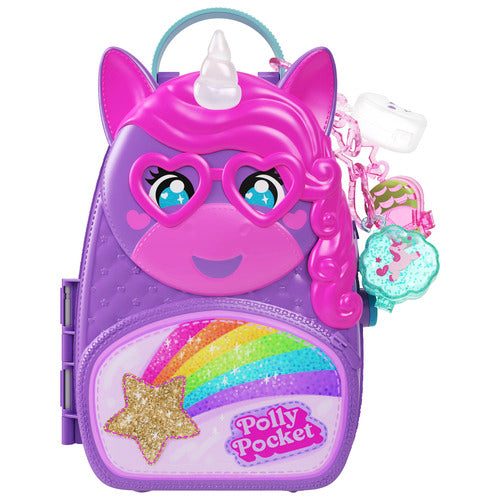Polly Pocket Unicorn Travel Backpack Playset With 2 Micro Dolls & Fantasy Accessories