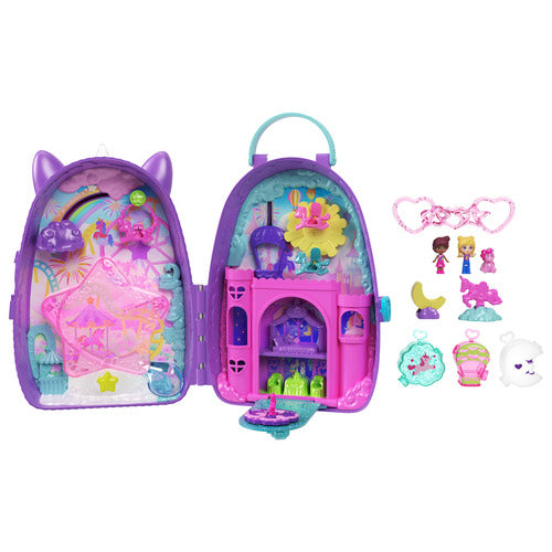 Polly Pocket Unicorn Travel Backpack Playset With 2 Micro Dolls & Fantasy Accessories