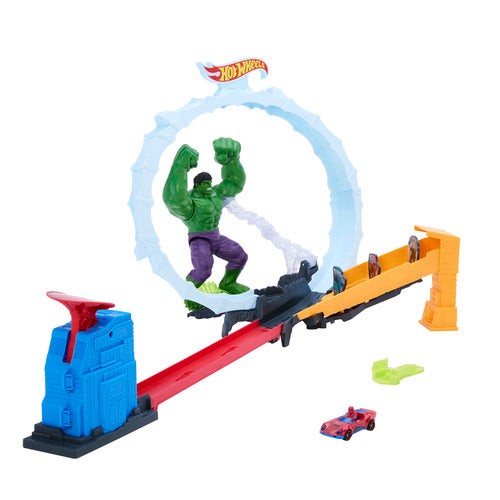 Hot Wheels Superstar Speeders Spider-Man & Hulk Smash Down Track Set