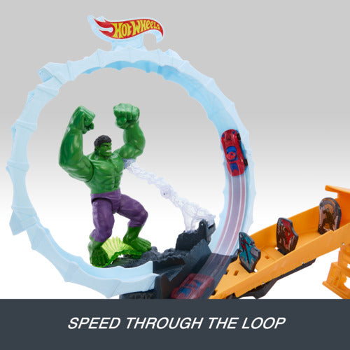 Hot Wheels Superstar Speeders Spider-Man & Hulk Smash Down Track Set