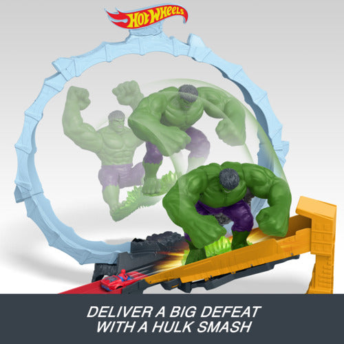 Hot Wheels Superstar Speeders Spider-Man & Hulk Smash Down Track Set