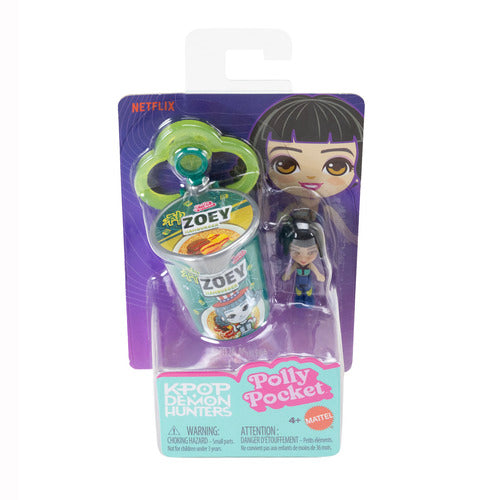 Polly Pocket X Kpop Demon Hunters Miniature Dolls, Toy Collectible Characters, Ramen Cup Keychain Assortment