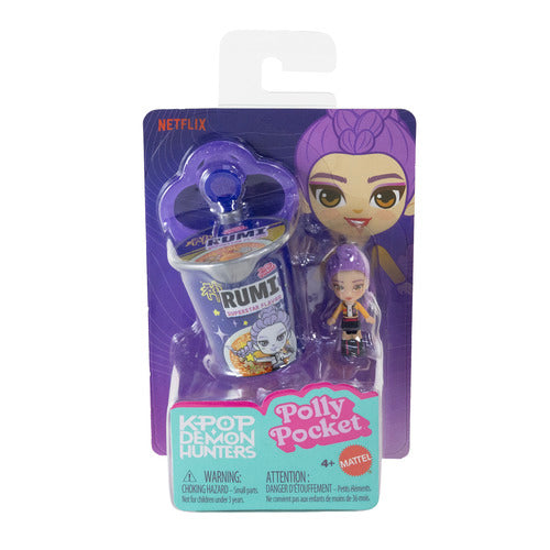 Polly Pocket X Kpop Demon Hunters Miniature Dolls, Toy Collectible Characters, Ramen Cup Keychain Assortment