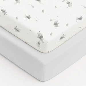 Baby Elegance Cot Sheets - 120 X 60Cm - 2 Pack Grey Elephant