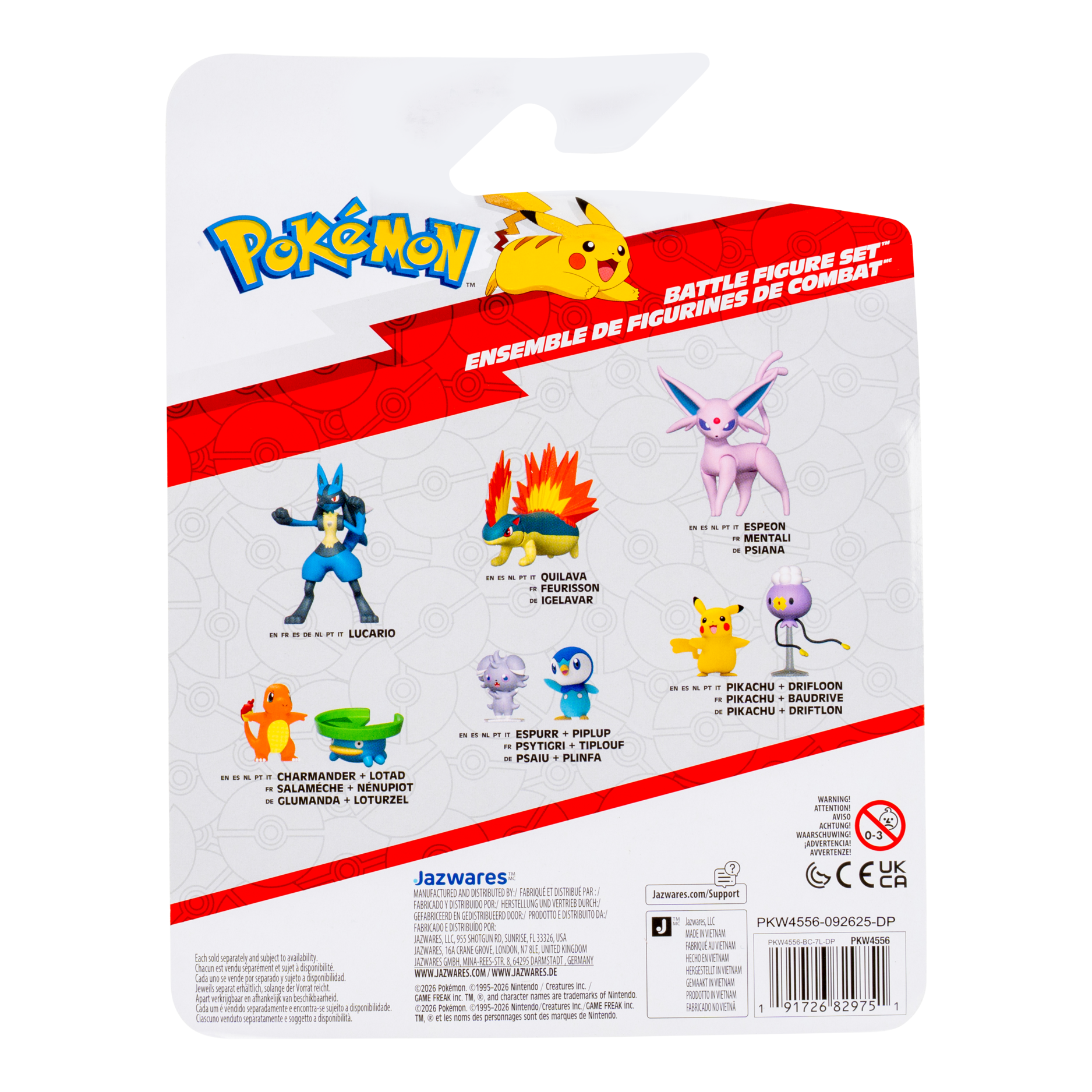 Pokémon Battle Figure 3 Pack - Features 2-Inch Metapod (With Stand) And Pikachu Plus 3-Inch Hawlucha Battle Figures