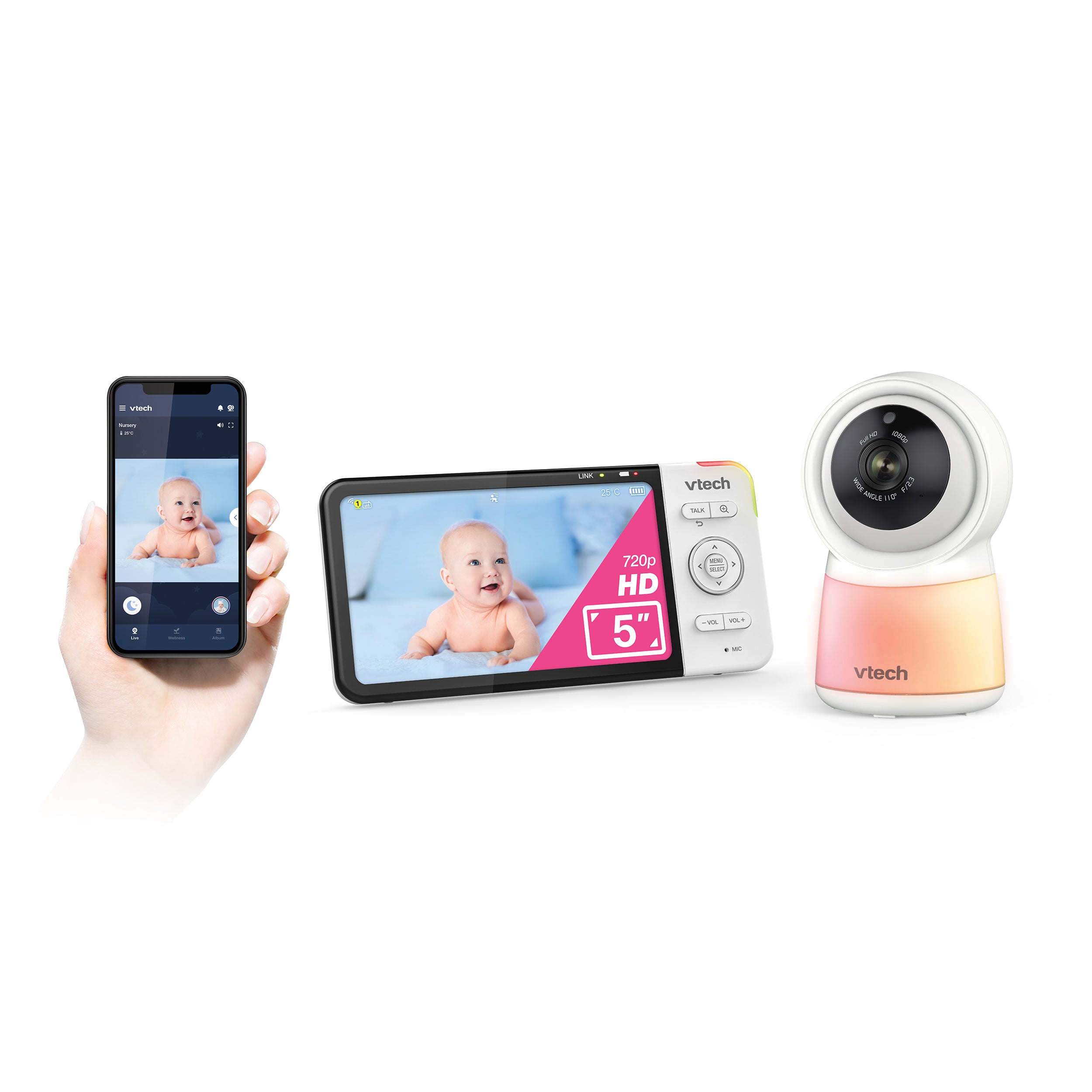 Vtech 5" Smart Wi-Fi 1080P Video Monitor With Night Light