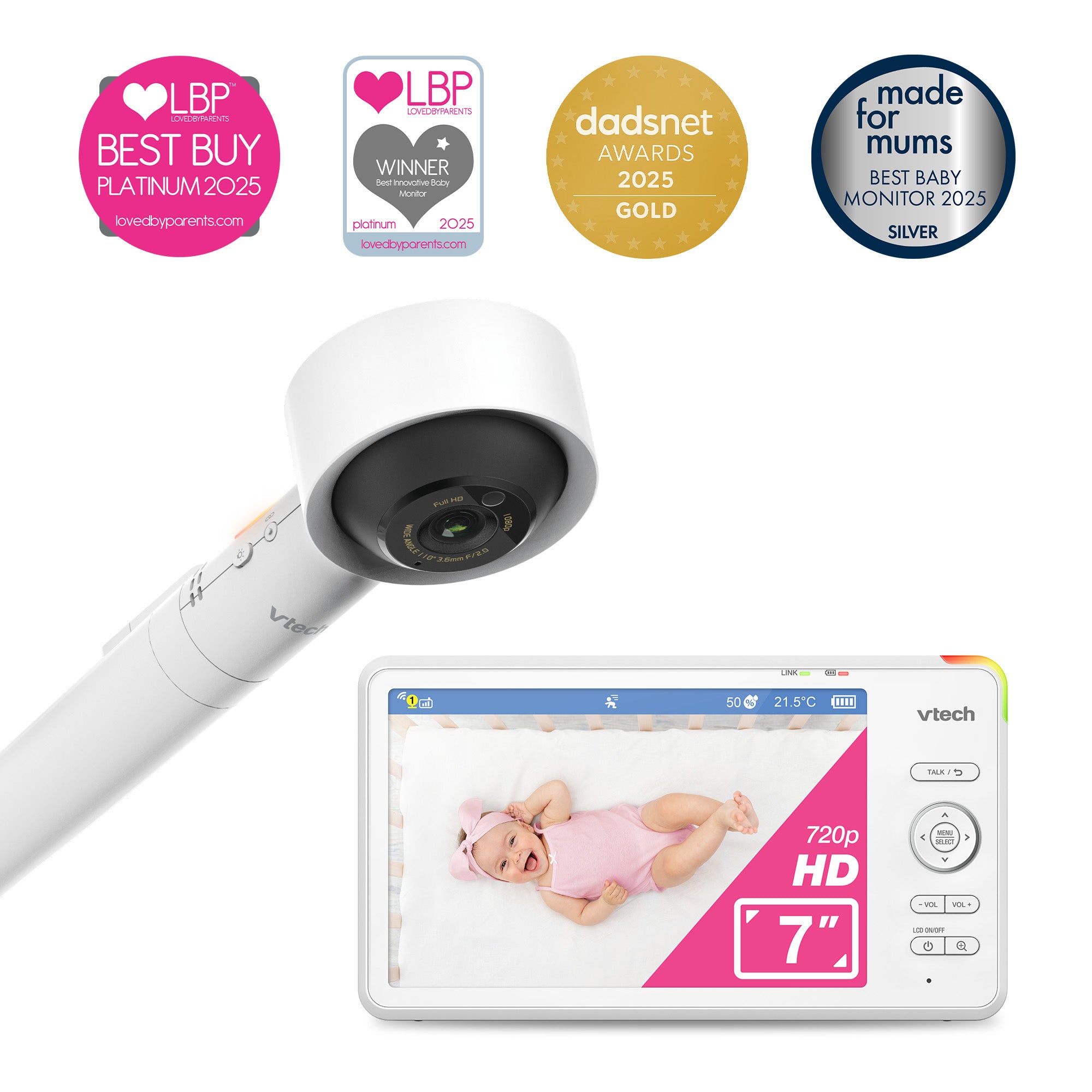 Vtech 7" Over-The-Cot Smart High Definition Video Monitor