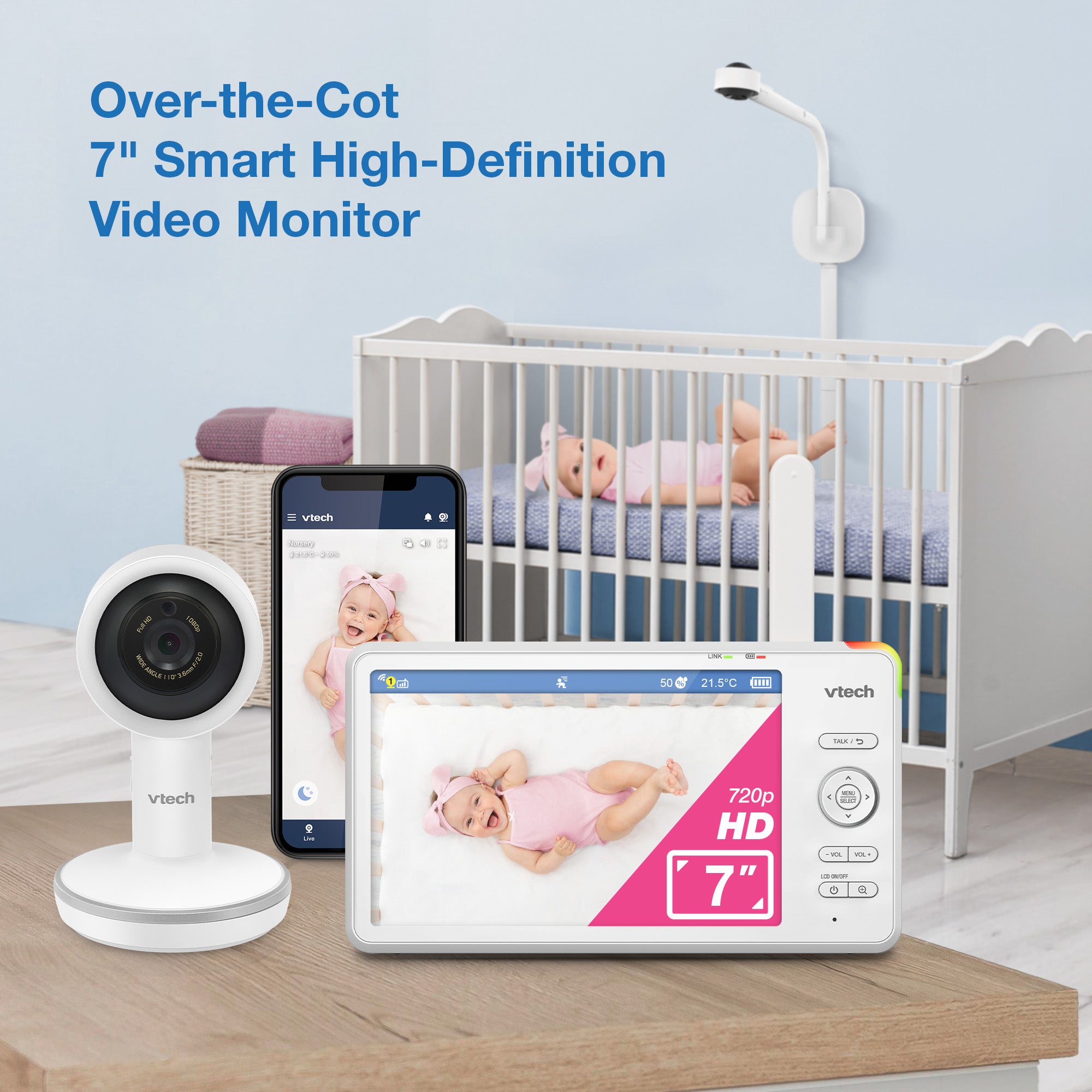 Vtech 7" Over-The-Cot Smart High Definition Video Monitor