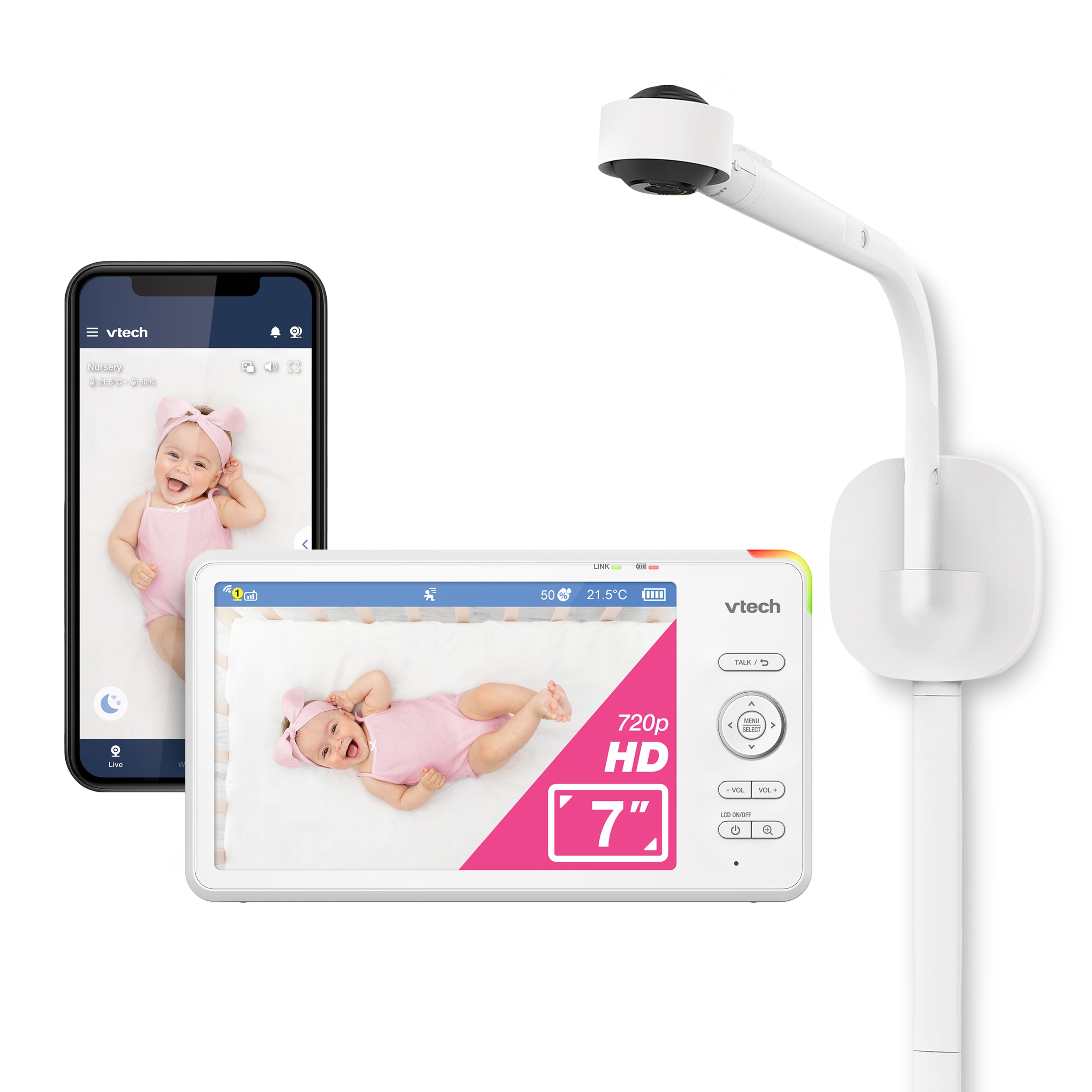 Vtech 7" Over-The-Cot Smart High Definition Video Monitor