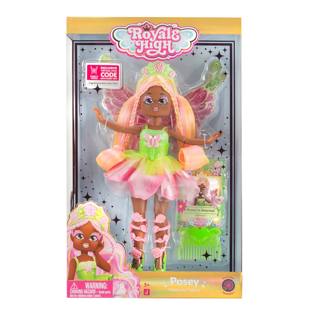 Royale High 9” Fashion Doll - Posey The Nature Fairy, Wave 1, Series 1 - Fairy Journal, Comb, And Virtual Item Code Included - Ages 5+