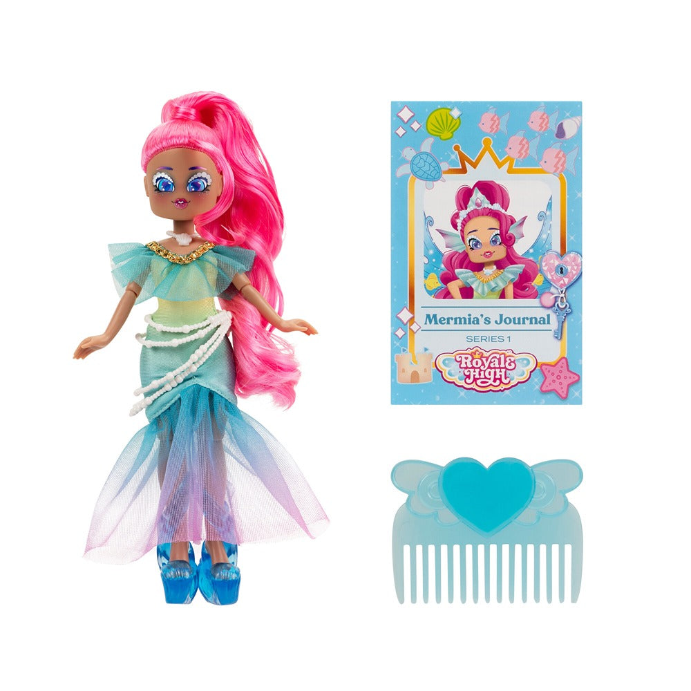 Royale High 9” Fashion Doll - Mermia The Water Fairy, Wave 1, Series 1 - Fairy Journal, Comb, And Virtual Item Code Included - Ages 5+
