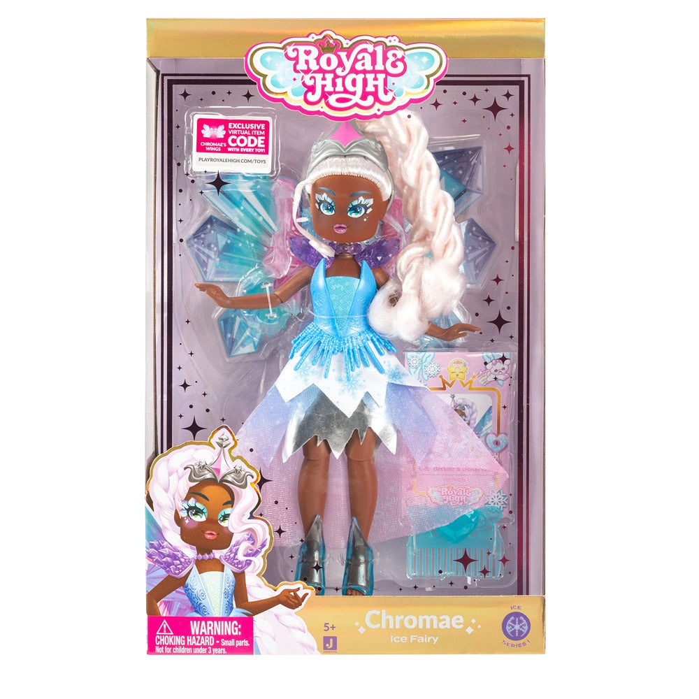 Royale High 9” Fashion Doll - Chromae The Ice Fairy, Wave 1, Series 1 - Fairy Journal, Comb, And Virtual Item Code Included - Ages 5+