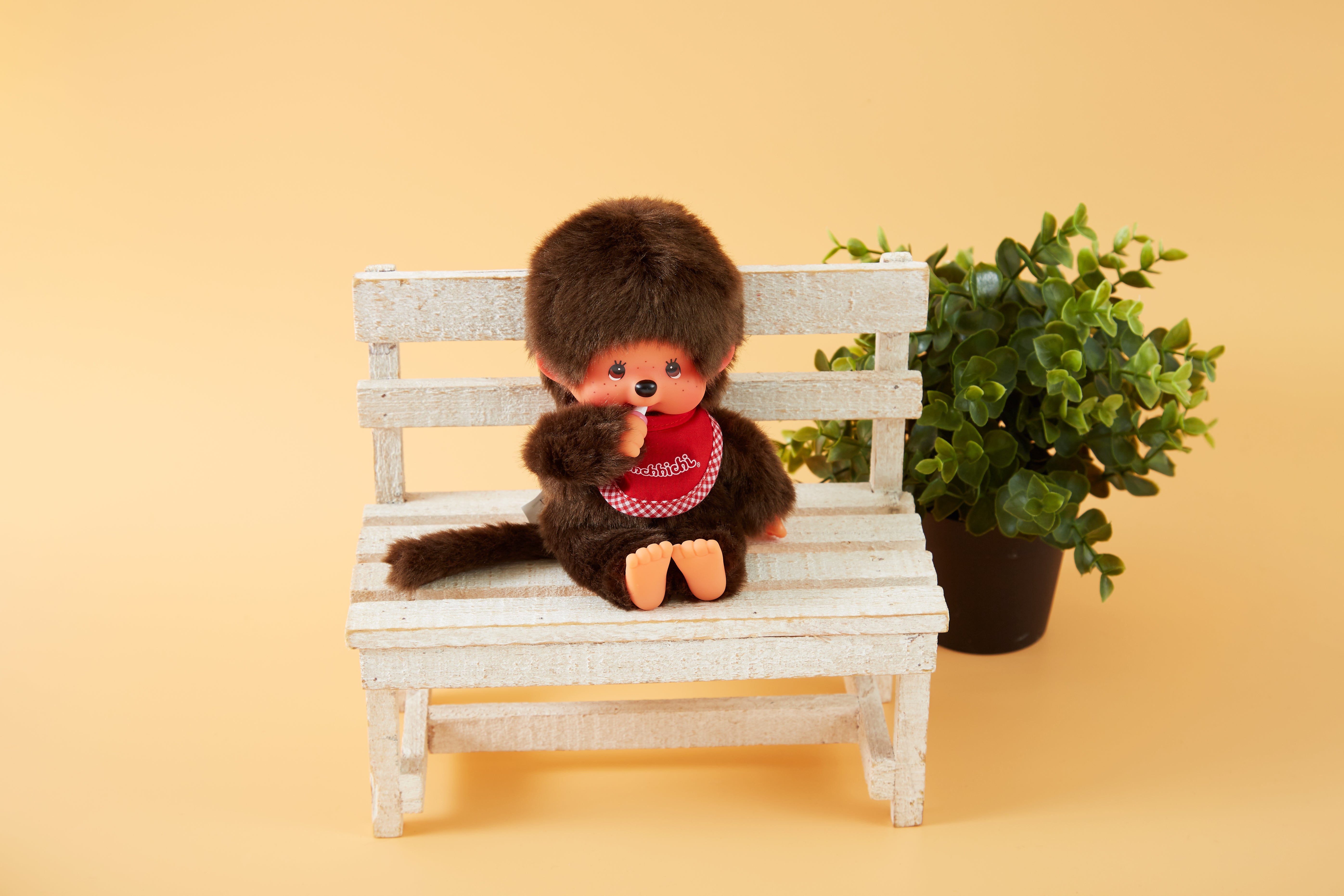 Monchhichi Classic Plush Boy In A Red Bib