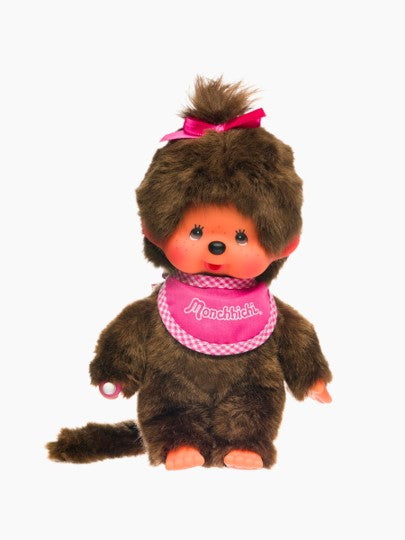 Monchhichi Classic Plush Girl In A Pink Bib