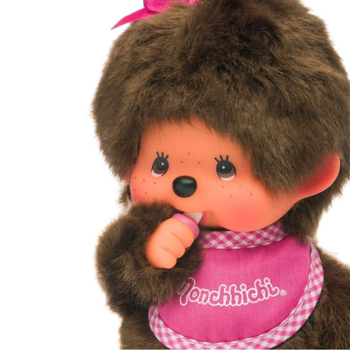 Monchhichi Classic Plush Girl In A Pink Bib