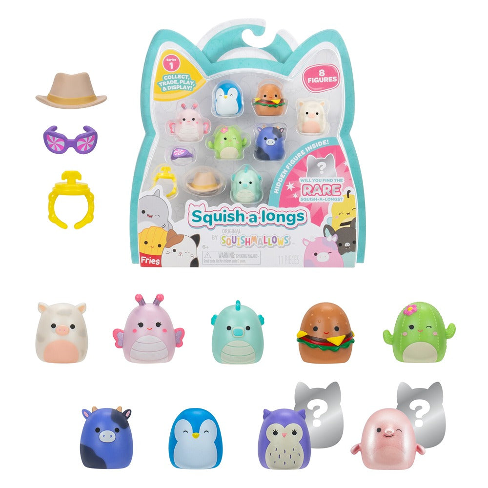Squish-A-Longs By Original Squishmallows 8 Pack - Series 1, Style 1 - (8) 1” Mini-Squish With 2 Accessories, Ring, And Collector’s Guide - Collect, Trade, & Play