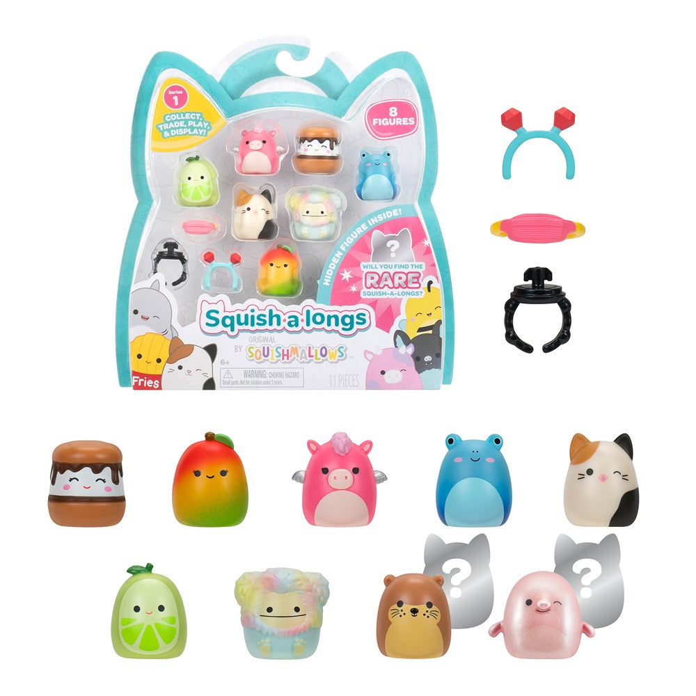 Squish-A-Longs By Original Squishmallows 8 Pack - Series 1, Style 2 - (8) 1” Mini-Squish With 2 Accessories, Ring, And Collector’s Guide - Collect, Trade, & Play