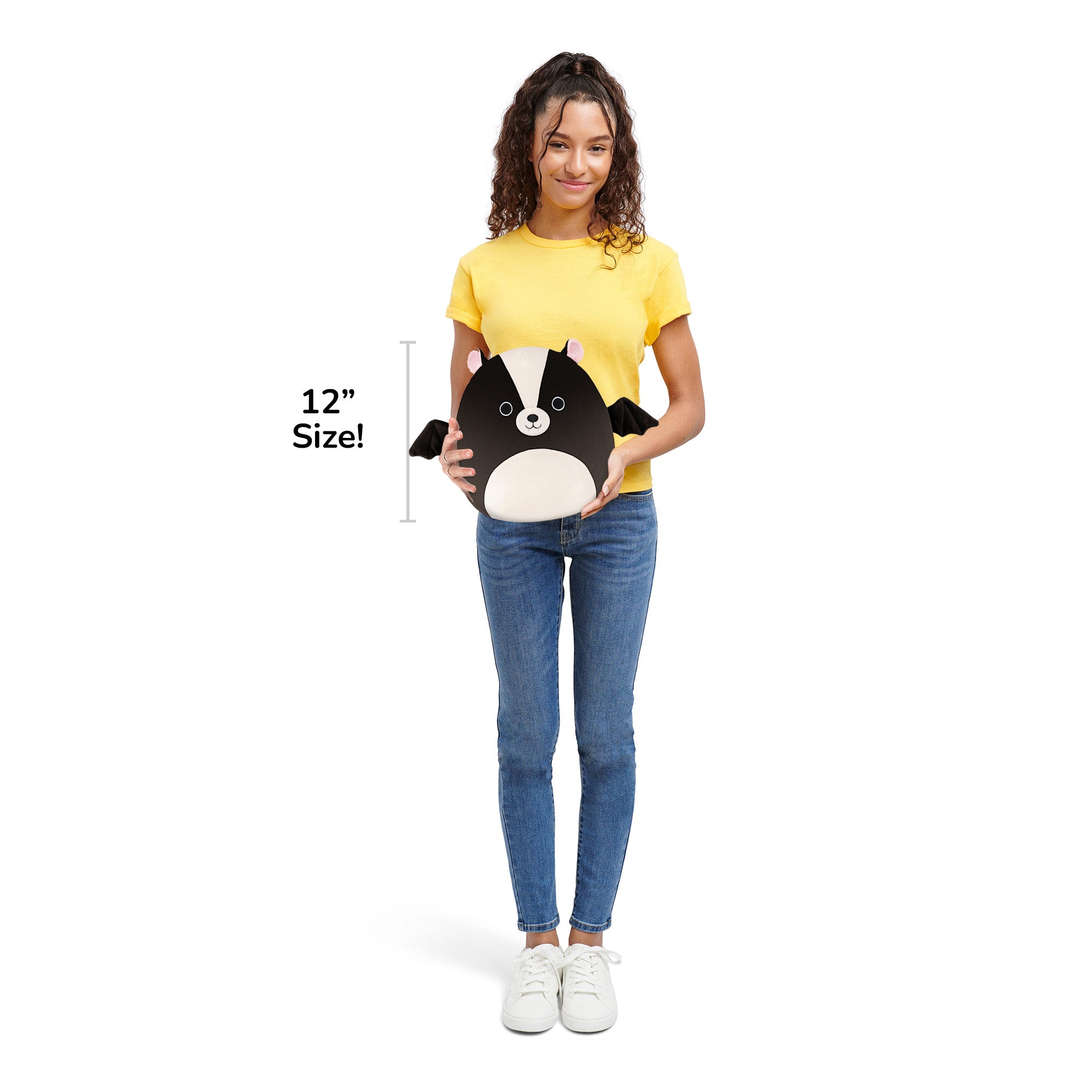 Original Squishmallows 12-Inch Skyler The Black Skunk Bat