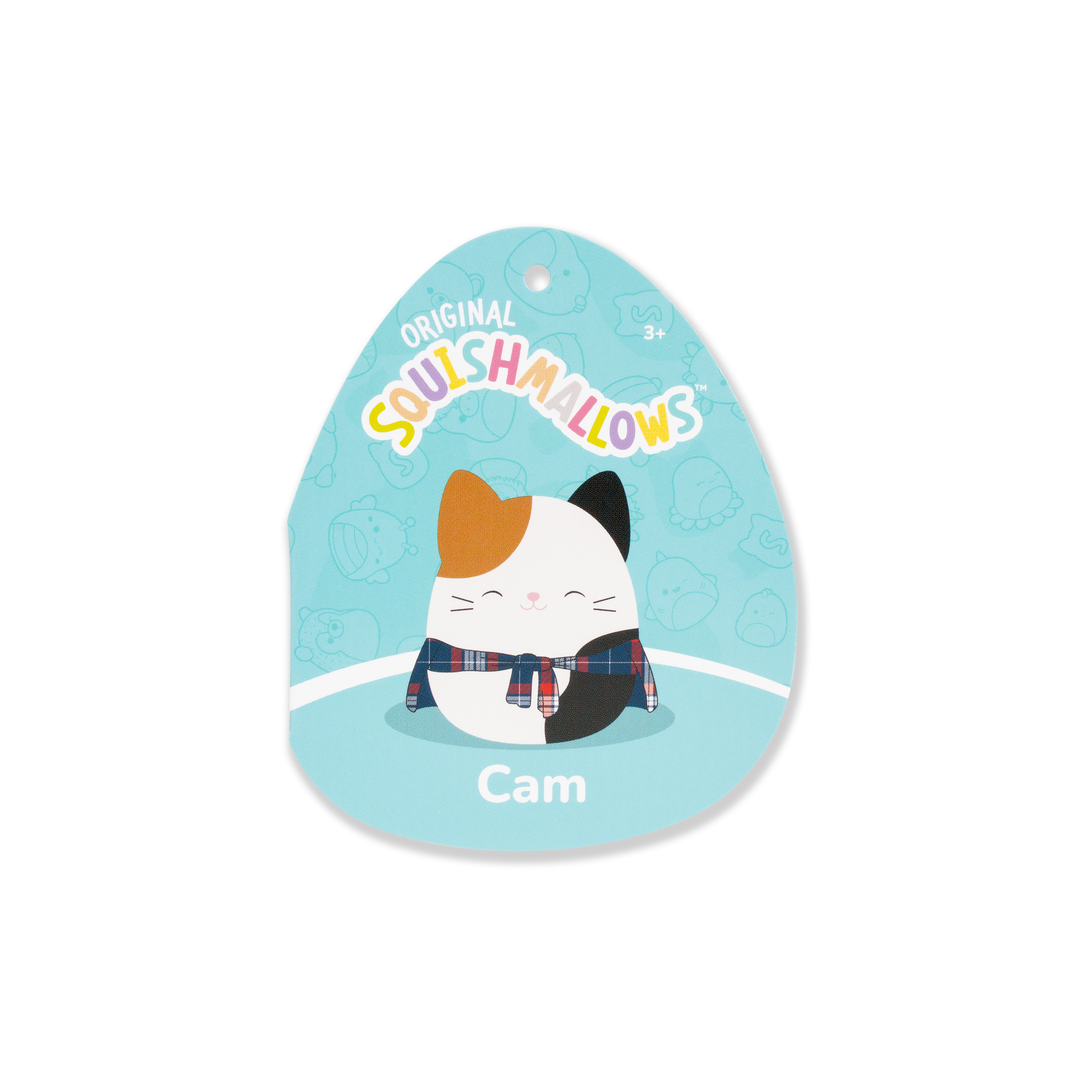 Squishmallows Original 12-Inch Cam The Brown And Black Calico Cat With Flannel Shirt
