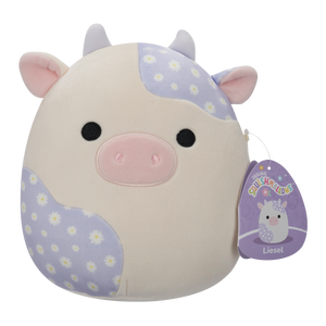 Original Squishmallows 7.5” Liesel Cream And Lavender Floral Print Cow