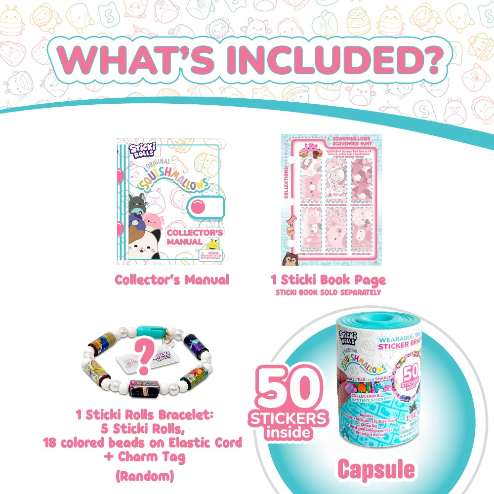 Sticki Rolls Squishmallows Sticki Bands Capsules