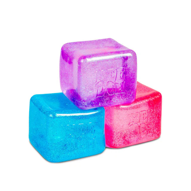 Needoh Nice Berg Glitter & Glow Squishy Toy Cube, Big Glow In The Dark Fidget